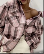 KOSZULA W KRATĘ EMO różowa uni