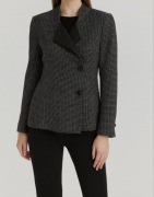 Armani Collezioni wełniana marynarka w pepitkę taliowana vintage retro