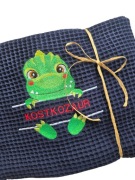 Ręcznik 100% bawełna wafelek 70x140 cm personalizowany haft dinozaur