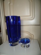 KROSNO KOBALTOWY WAZON + POPIELNICZKA IDEALNY STAN