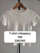 Biały T-shirt HM a koszulka z krótkim rękawem basic 134/140