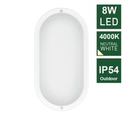 Lampa 8W 4000K(Neutralny biały) Owalna Platinet na zewnątrz.