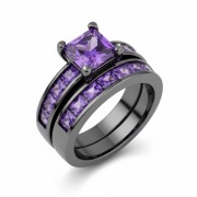 Pierścionki Czarna Powłoka Miedź Cyrkonia Princess Fiolet