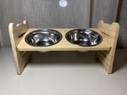 Stojak na miski dla psa lub kota – regulowana wysokość, 2 miski 600 ml