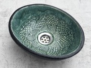 Artystyczna umywalka do łazienki- zielona misa rękodzieło
