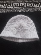 Czapka damska popielata  z angory