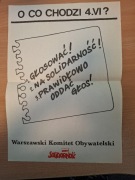 Plakat Solidarność Wybory 89 O co chodzi 4.VI ? 30 x 42 cm