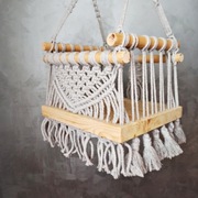 Huśtawka z makramy szara