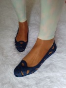 (39) Granatowe, plażowe Baleriny plażowe, NOWE 