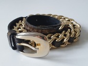 Markowy, skórzany pasek z łańcuchem, Versace?