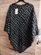 Ponczo szary ciemny granat 