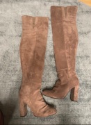 Deezee kozaki brązowe modne jesień zima obcas 37 viral zamsz