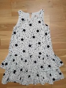 biała w czarne gwiazdki sukienka H&M 134/ 140