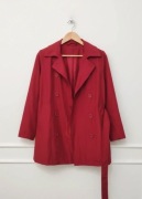 Klasyczny trencz płaszcz dwurzędowy przejściowy z paskiem Dash L