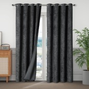 Zestaw 2 zasłon Chenille zaciemniające na przelotkach175x140cm ciemno-szary