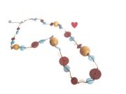 Naszyjnik korale długi koraliki brąz niebieski biały