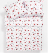 Pościel biała w czerwone serca 200x220 bawełna