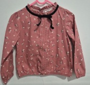 SINSAY BLUZKA KOSZULA ELEGANCKA W KWIATKI Z KOKARDKĄ 104 4 LATA