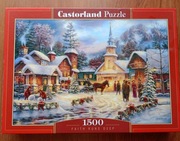 Puzzle Castorland Wierni przed Kościołem Boże Narodzenie 1500 elementów