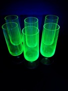 Szkło uranowe pokale szklanki do piwa 350 ml, komplet 6 szt.