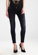 LTB SPODNIE JEANSY SUPER SLIM LOW RISE ROSELLA 28 GRANATOWE ZAMKI 