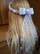 Wianuszek komunijny delikatny bialo różowy