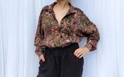 Koszula vintage 38 M wiskoza oversize wzory marmurek 1980 1990 bluzka
