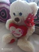 Uroczy miś pluszowy biały serce miłość 