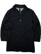 Czarny Pikowany Płaszcz Burberry London Retro Vintage kratka 90s 80s L