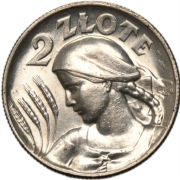 178. 2 złote Żniwiarka 1925 z kropką Londyn Ładna