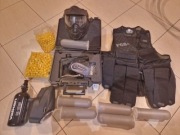 Paintball zestaw: marker, butla, loader, maska, kamizelka (używane)