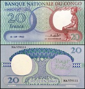 Kongo 20 Francs 1962 UNC-