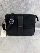 Torebka damska listonoszka czarna zamszowa