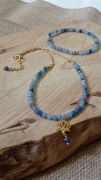 Komplet biżuterii damskiej handmade, naszyjnik choker z kwiatem lotosu 