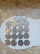 Moneta 1 zł, obiegowa, 19 sztuk, 1989 i 1990 rok