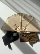 Wachlarz do sauny. 70x35 cm (S). Jasne beżowy. Uzywany. + rękawica GRATIS