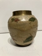 wazonik miniaturka, ozdoba z miedzi malatura/emalia? kwiatki