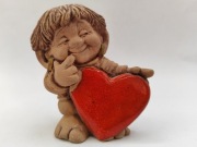 Troll z sercem skrzat ceramiczna figurka JIE Eva Jarenskog miłość 