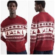 Sweter świąteczny męski bordowy w renifery XL