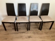 4 krzesła Pa-Milano drewniane ciemne z jasna tapicerka