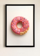 Plakat z różowym pączkiem pikselowym format A3