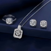 Elegancki Zestaw Biżuterii 3w1 – Naszyjnik, Kolczyki, Pierścionek 