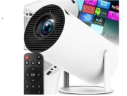 PROJEKTOR RZUTNIK ANDROID TV 4K WIFI FULL HD PRZENOŚNY SMART GŁOŚNIK BIAŁY