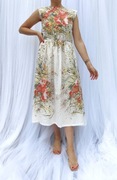 Sukienka retro z kwiatami prosta S 36 M 38 prosta kwiaty floral vintage