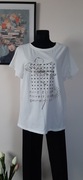 Śliczny biały t- shirt z aplikacją rozmiar wg mnie L/XL , bawełna 