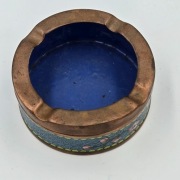 Chińska popielniczka cloisonné emaliowana mosiądz kwiaty 8x3,5 cm