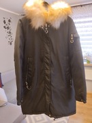 Długa ocieplana kurtka zimowa z kapturem odpinanym rozmiar XXL