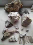 Duży zestaw minerałów, siarka, kwarc, gips