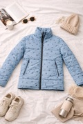 Kurtka puchowa jasnoniebieska w drobny print | lekka 