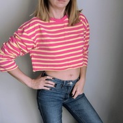 Bluzka damska w paski żółty różowy 